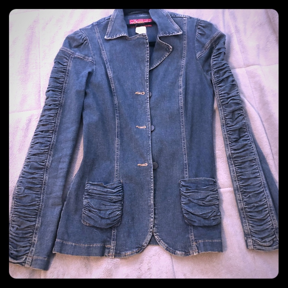 FEVER JEANS STRETCHY DENIM BUTTON UP JACKET SIZE L